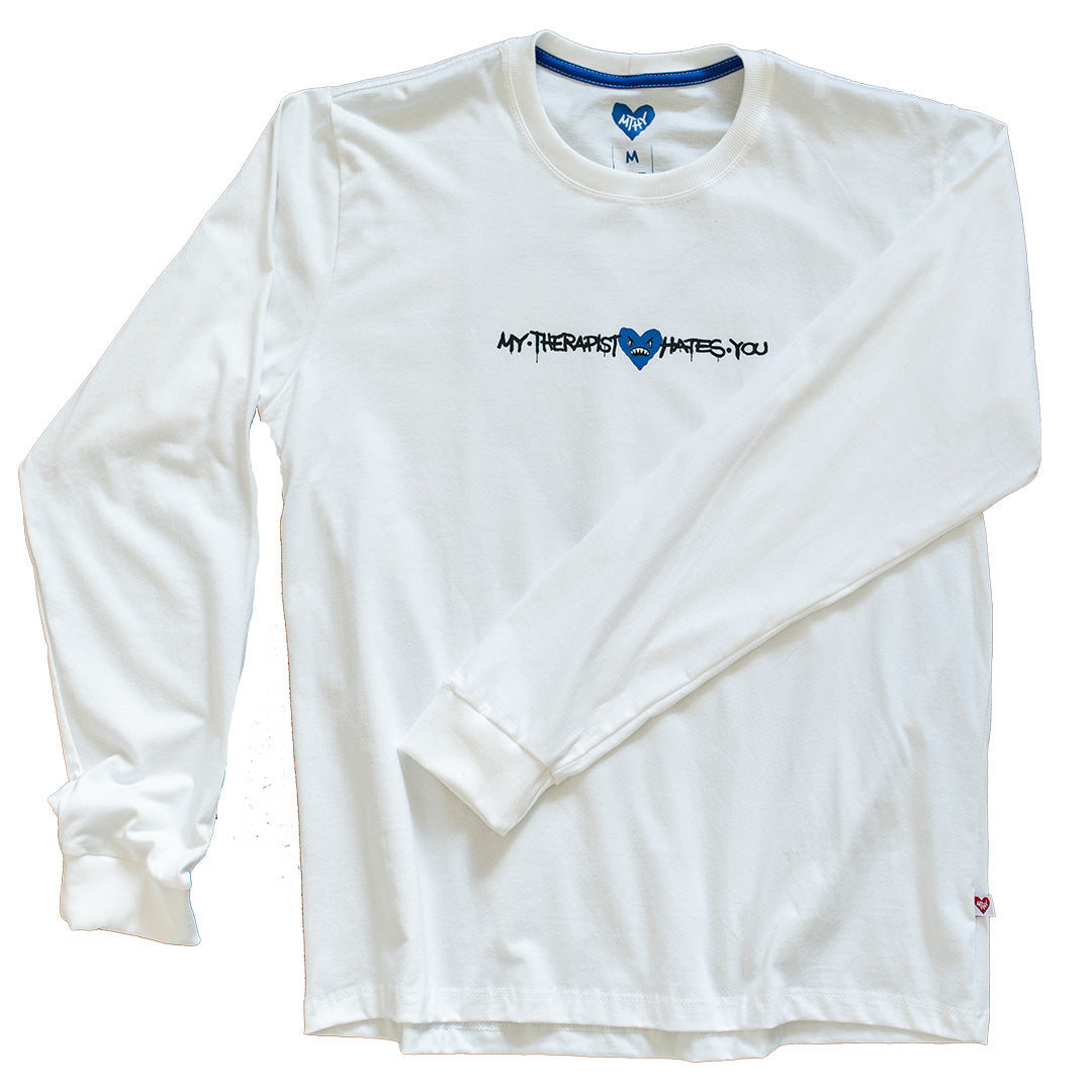 Manga Longa White and Blue T-shirt
